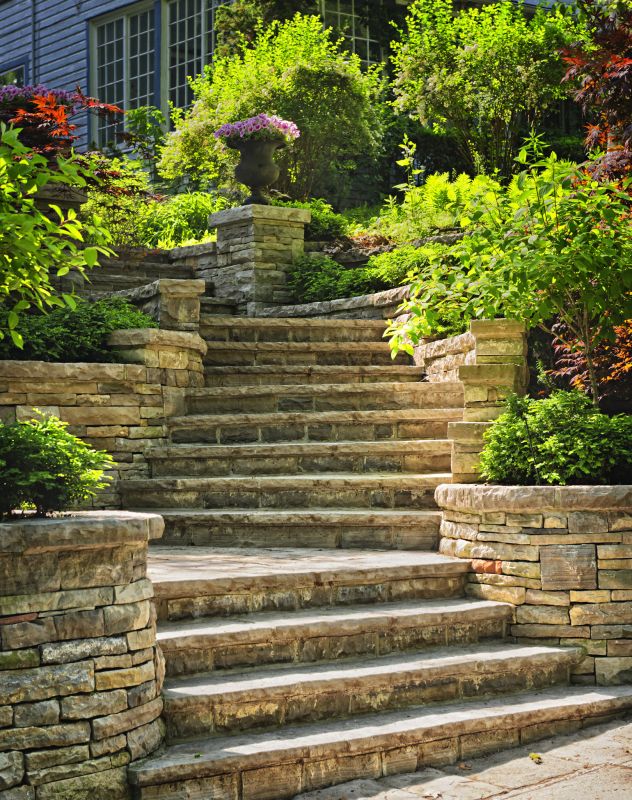 Brick Steps with Garden Landscaping